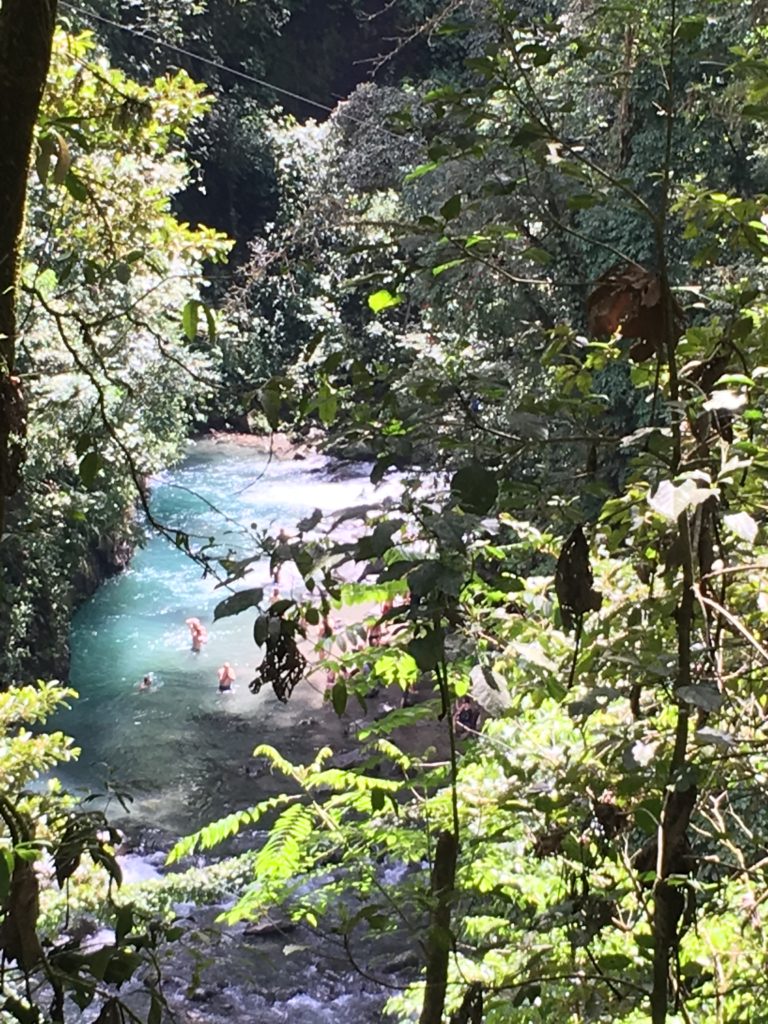 Swimming at the waterfall