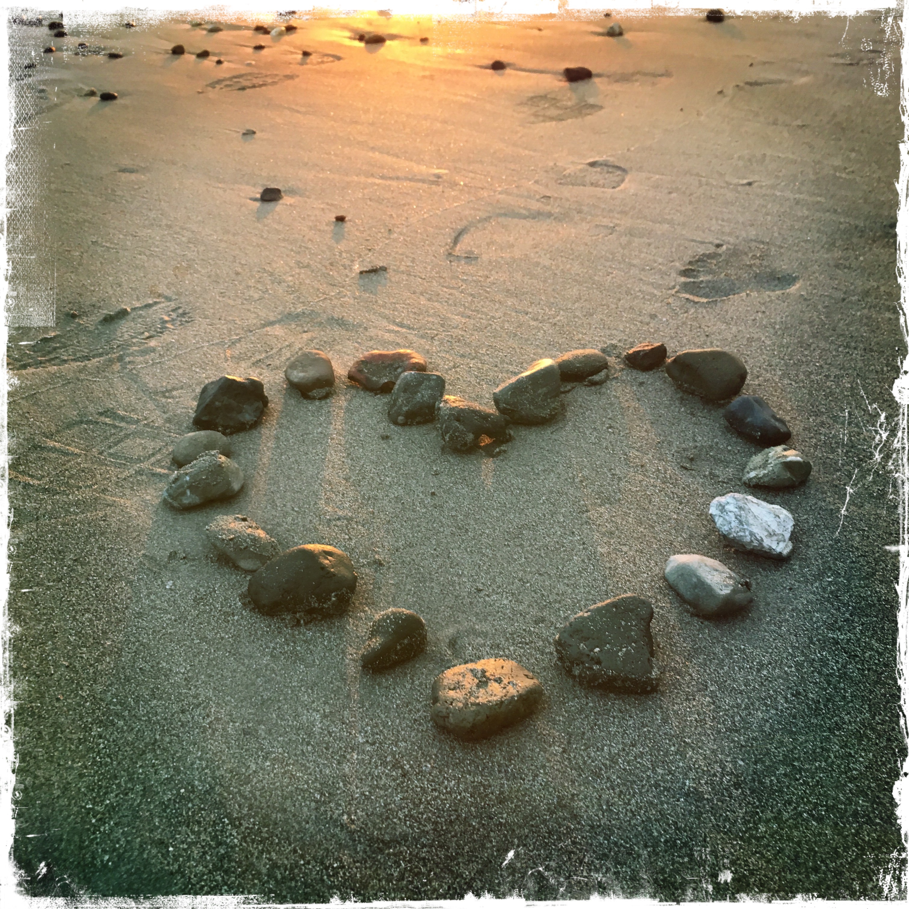 love heart made of pebbles