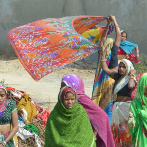 Washing Day, India Photos of India, Village women India drying colourful sari's