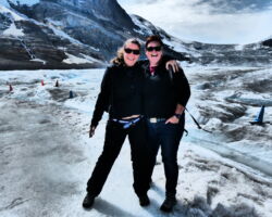 Athabasca Glacier, Canada Photos of Canada, Claire and Kerry standing on the glacier