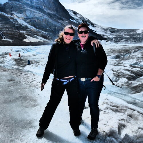 Athabasca Glacier, Canada Photos of Canada, Claire and Kerry standing on the glacier