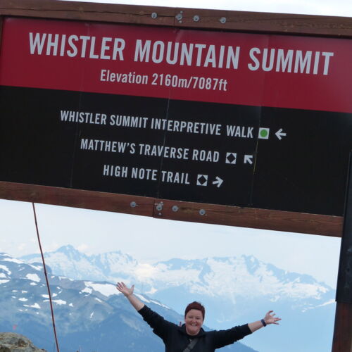 Photos of Canada, the sign for whistler mountain summit reading elevation 2160m