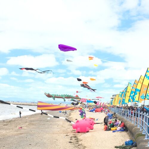 Catch the wind, morecambe Kites on the beach