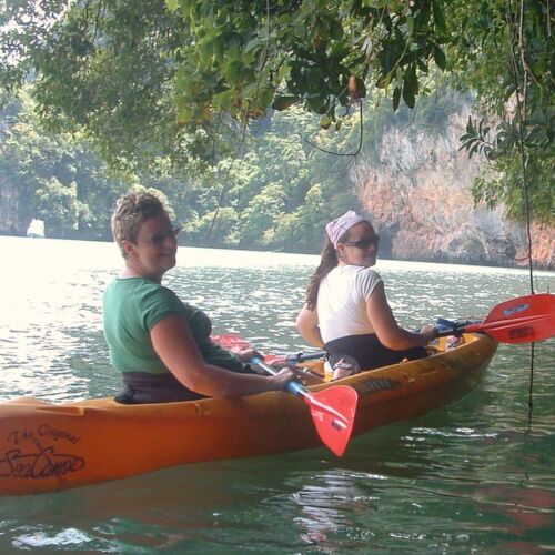 Kayaking through sea caves in Thailand Kayaking