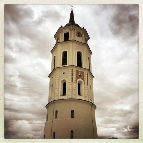 The Bell Tower, Vilnius The bell tower, a tall white tower with windows