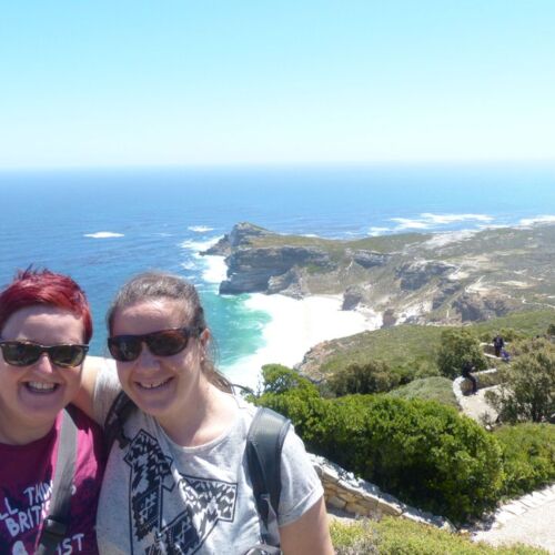 Cape Point Kerry and Claire with the ocean and cliffs