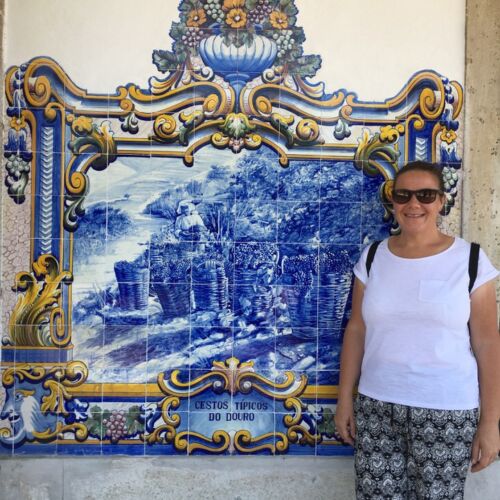 The train station at Pinhão Claire with beautiful blue tiled wall decoration