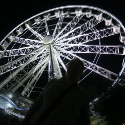 The wheel at V and A waterfront The big wheel at night